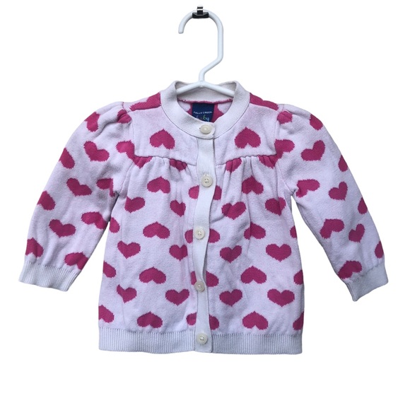 Vintage Look Falls Creek Baby Pink Heart Cardigan size 6-9 months - Picture 1 of 8